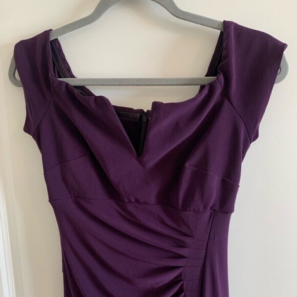 XSCAPE Off The Shoulder V-Neck Long Solid Gown Sz 4 - Picture 2 of 9